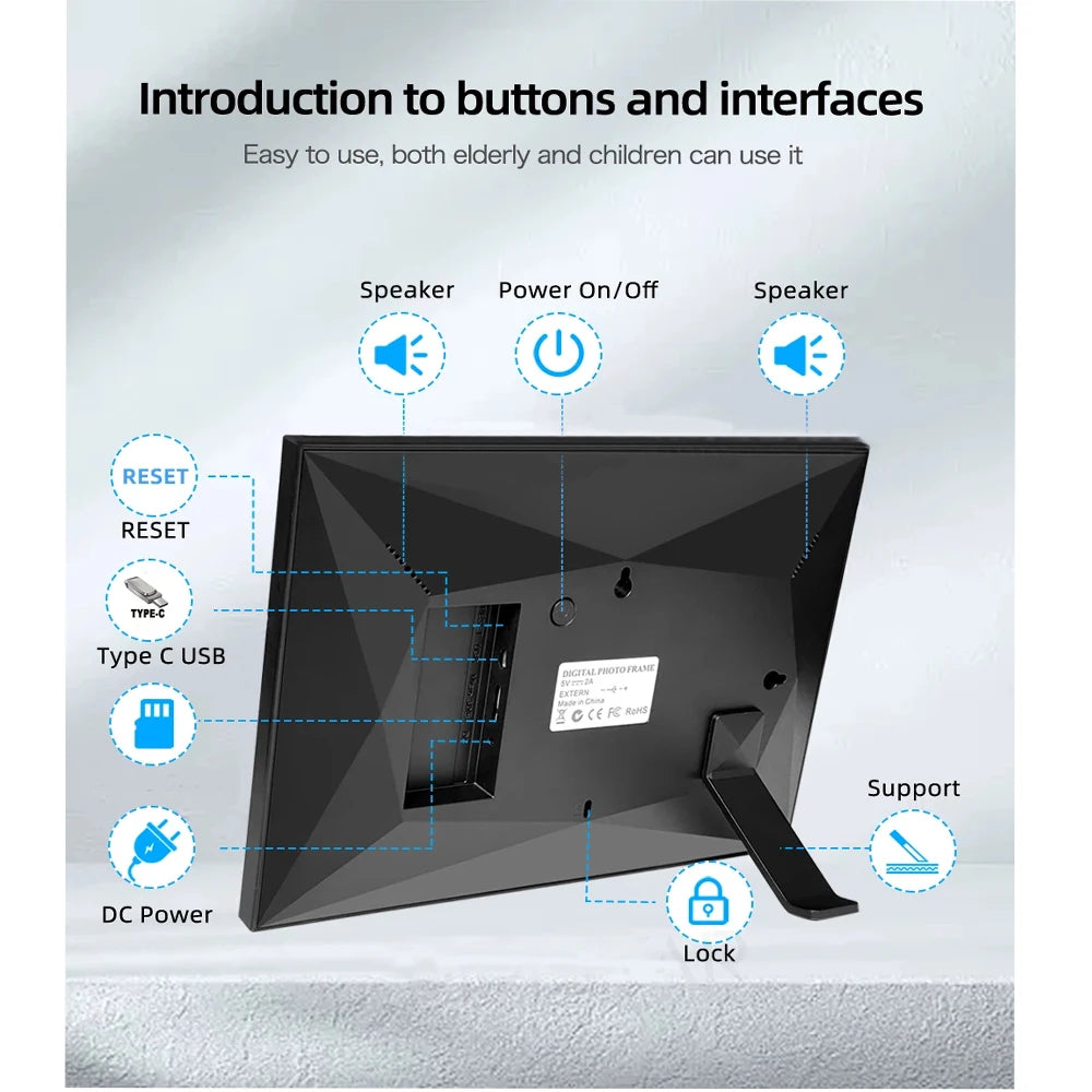 Frameo Digital Picture Frame 10.1 Inch 32GB/64GB Smart WiFi digital photo frame with 1280x800 IPS HD Touch Screen Wall Mountable