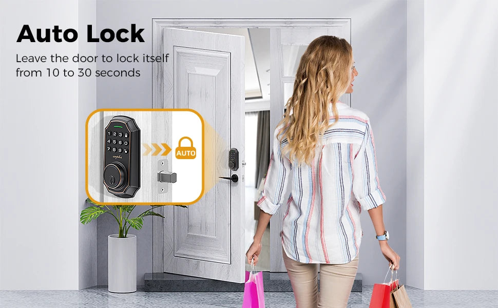 Arpha Smart Lock D180 100 Entry Codes 16 Anti Peeping Password Electronic Keypad Deadbolt Electronic Door Lock Low Battery Alarm