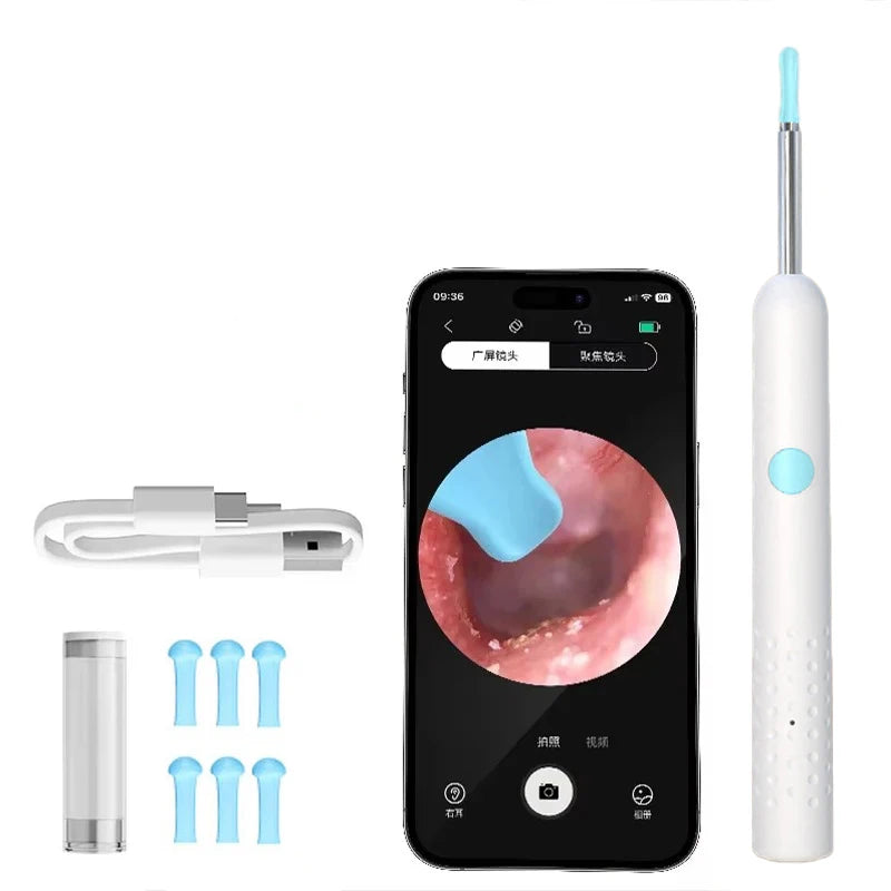1-9pcs/Set Visual Ear Cleaner with Camera Ear Sticks USB Charging Ear Wax Removal Tool WIFI Connection 6 LED Lights Earpick