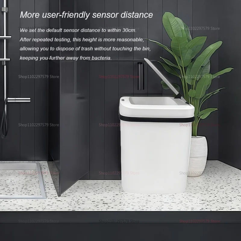 Smart Touchless Trash Can 13L Automatic Sensor Garbage Bin Waterproof Kitchen Bathroom Toilet Waste Bin for Living Room Bedroom