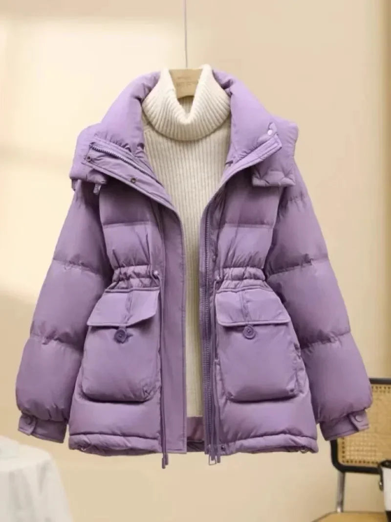 Puffer Jacket Women Warm Fashion Korean Mid-length Duck Down Coat Female 2024 New Winter White Duck Down Jacket Women