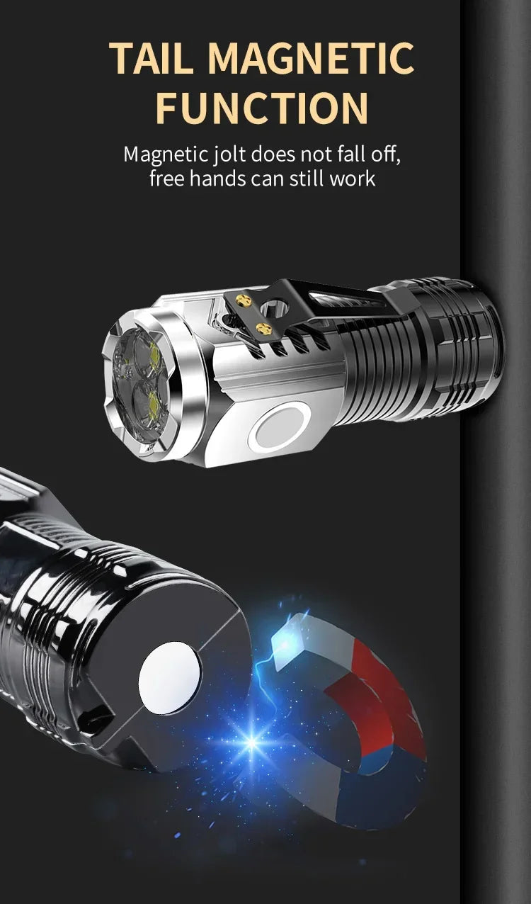 Three-Eyed Monster Mini Flash Super Power Flashlight Rechargeable Portable Outdoor Lighting Long-Range Powerful Flash Lights