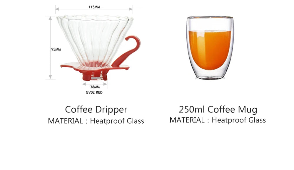 Luxury Coffee Gift Box Set Grinder Hand Pot Glass Drip Filter Household Coffee Coffee Christmas Gift Coffeeware