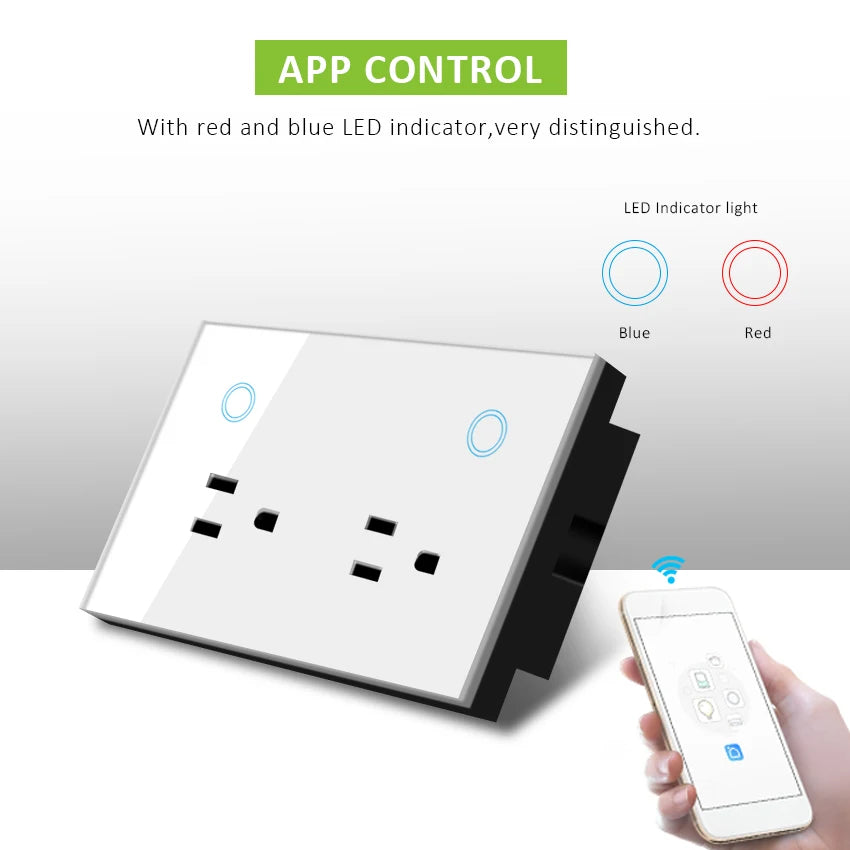Melery WIFI Smart Wall Socket US Electrical Plug Outlet Power Monitoring Touch Switch Wireless Remote,Alexa Google Home Kitchen