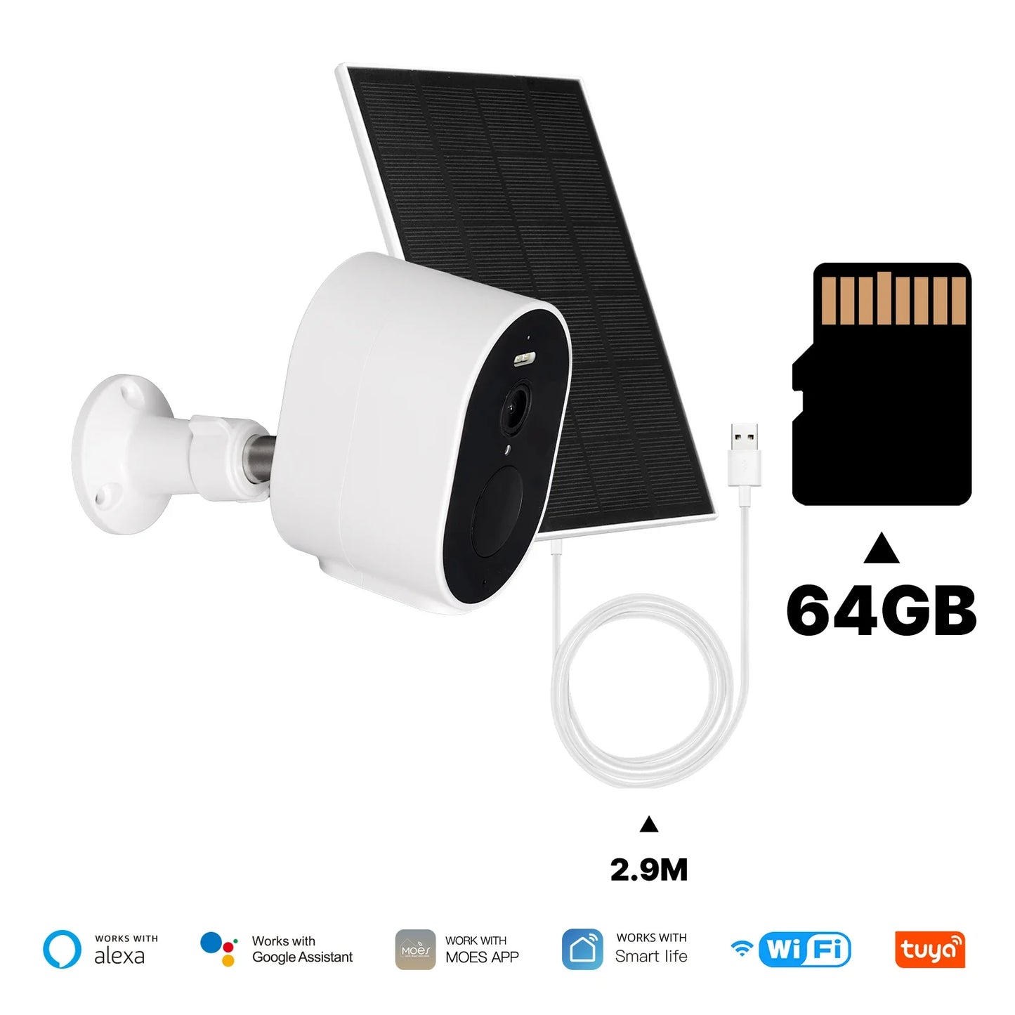 MOES Tuya WiFi 4MP HD Smart Security Camera Solar Charging IP65 Waterproof Full Color Night Vision Work With Alexa Google Home