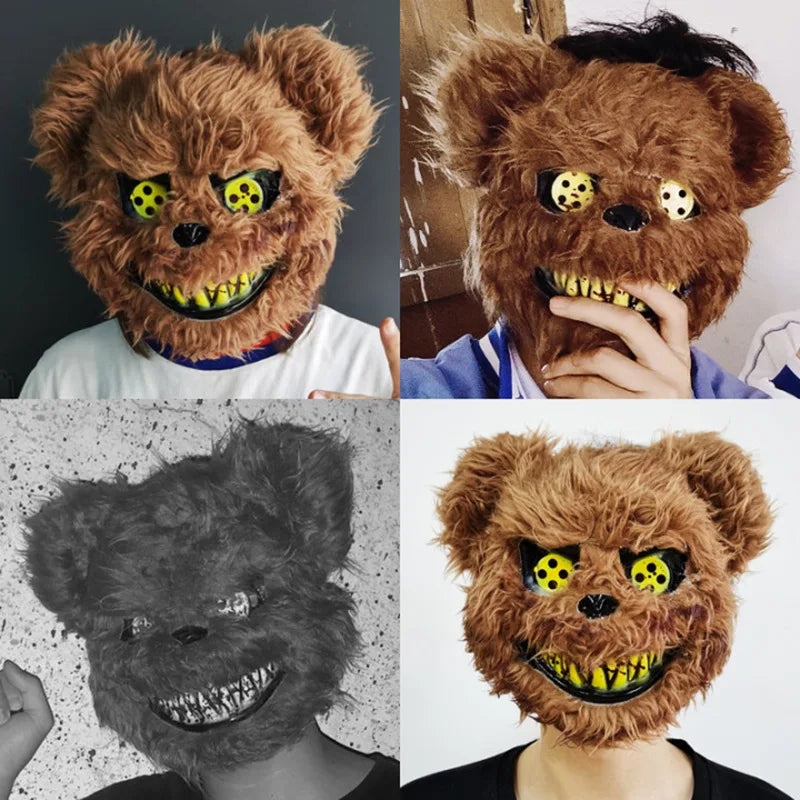 Cartoon Bear Rabbit Halloween Cosplay Face Mask Fancy Party Stage Make-up Scary Head Cover Carnival Costume Prop Masquerade Mask