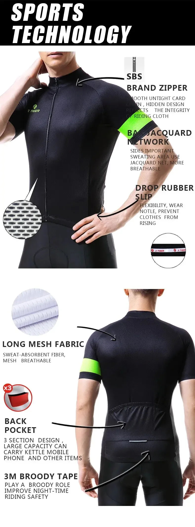 X-TIGER Men Cycling Jersey Breathable MTB Road Bike Coat Short Sleeves Bike Clothing Cycling Jacket Ciclismo Bicycle Shirts