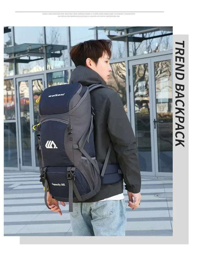 50L Travel Backpack Camping Bag For Men Large Hiking Bag Tourist Rucksack Waterproof Outdoor Sports Climbing Mountaineering Bag