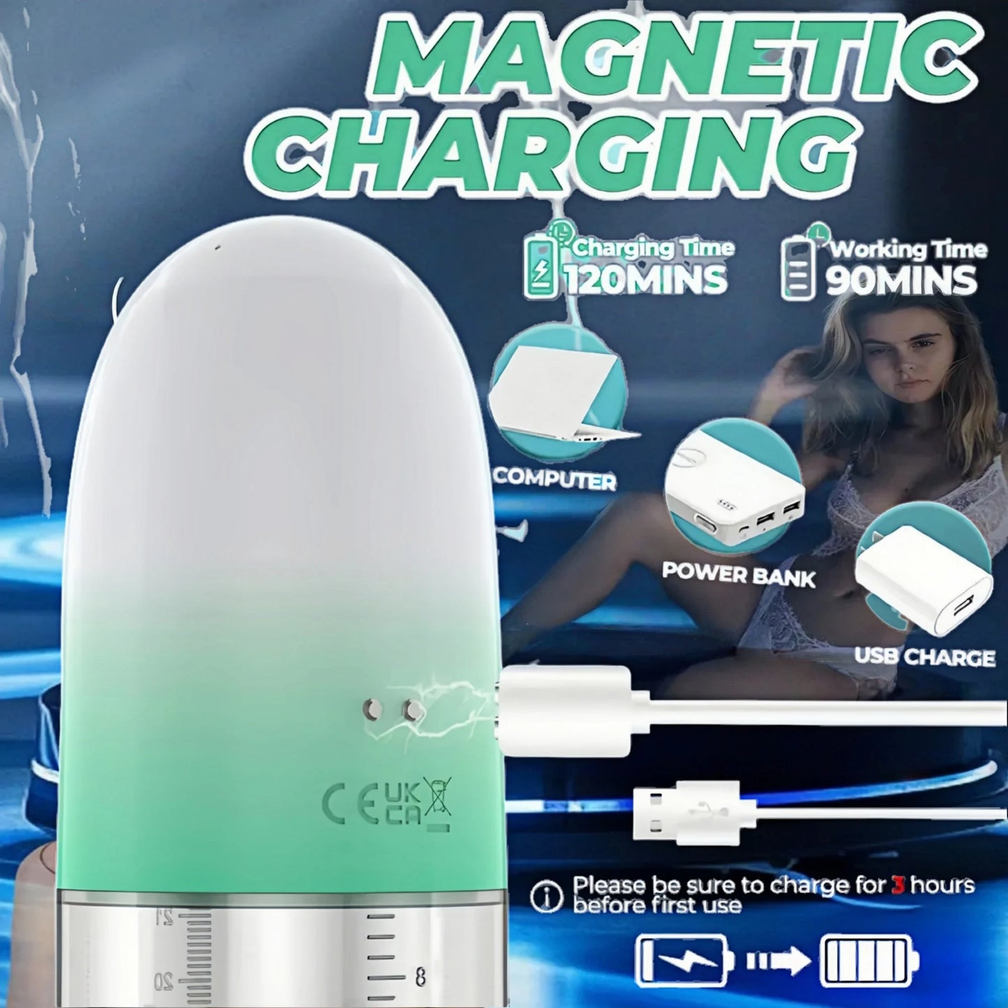 IPX7 Waterproof Electric Penis Pump for Enlargement Man Vacuum Pump Enlargement Extend Pump 4 Suction Levels 2 Silicone Sleeves