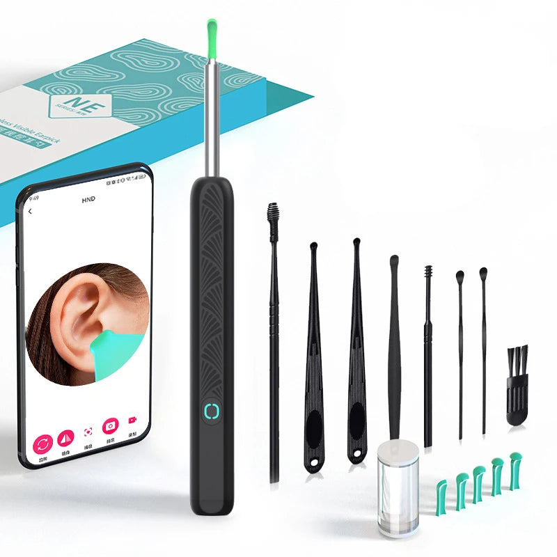 1-9pcs/Set Visual Ear Cleaner with Camera Ear Sticks USB Charging Ear Wax Removal Tool WIFI Connection 6 LED Lights Earpick