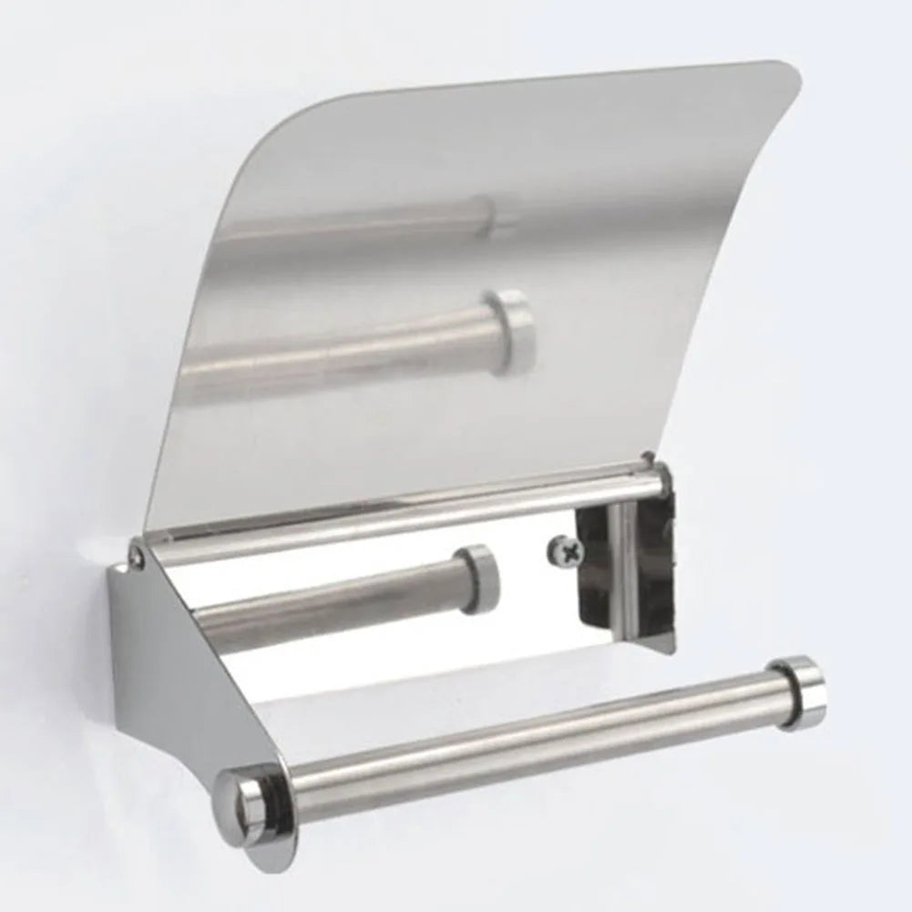 Toilet Roll Paper Holder Organizer Wall Mount Storage Stand Kitchen Bathroom No Drill Paper Stand Tissue Dispenser