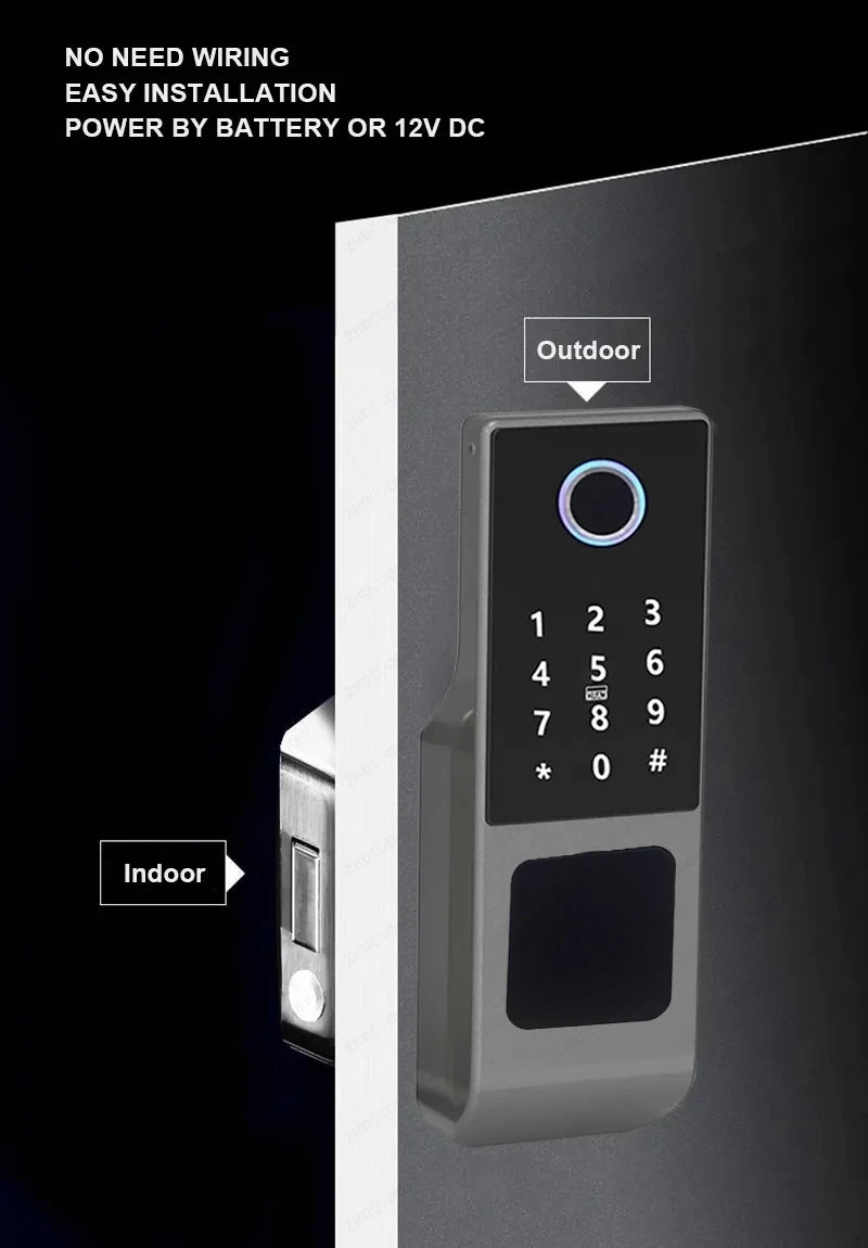 Outdoor Waterproof Tuya Smart Lock with Remote Control IC Card Digital Key-pad Electronic Biometria Security Lock For Gate Door