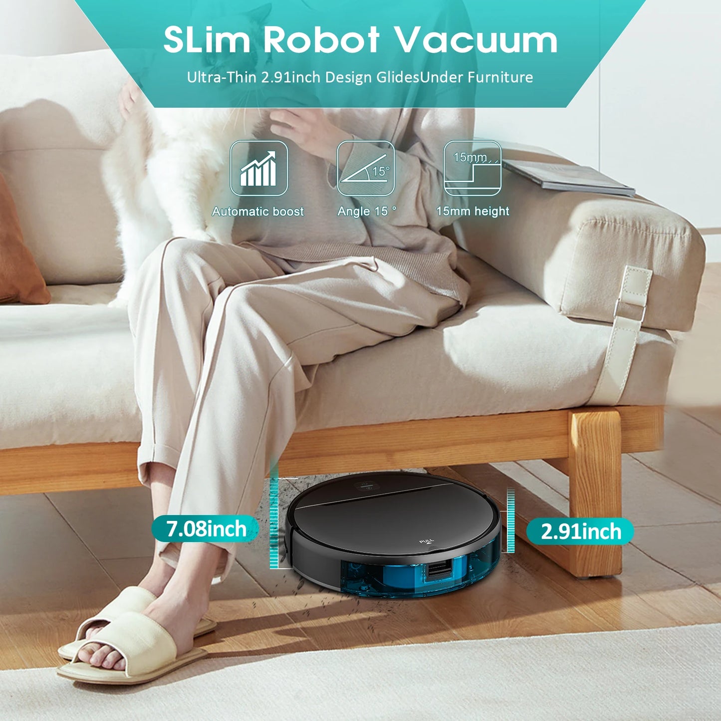 Noreter Robotic Vacuum 35KPa Auto-Charge/Vacuum-Mop 2-in-1 Programmable Cleaner Hardwood/Tile/Carpet Smart Cleaning System
