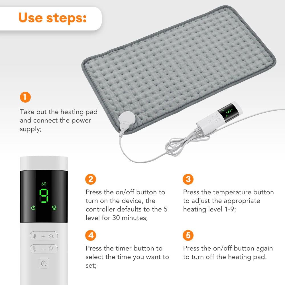 9 Level 4 Mode Timer 30X60cm Electric Heating Pad Blanket Hot Heated Pad for Abdomen Shoulder Knee Legs Winter Warm Washable