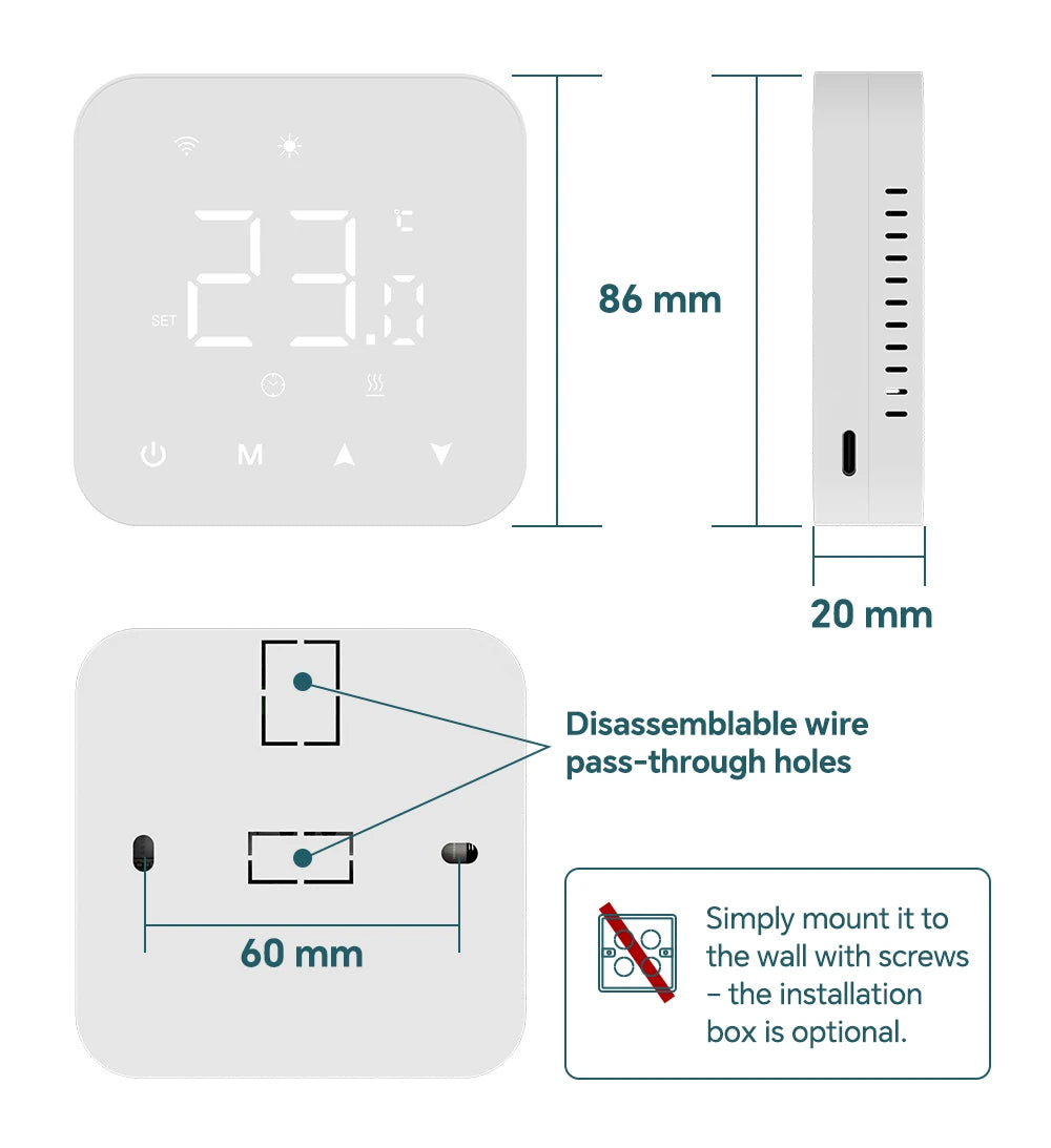 Beok Tuya Thermostat Heating Wifi Smart Battery or USB Powered Boiler Thermoregulator for Alexa,Google Home,Alice