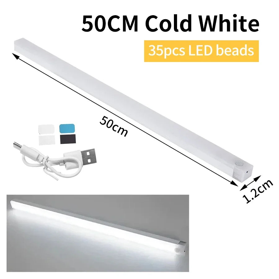 Motion Sensor LED Cabinet Light USB Rechargeable Wireless Night Lamp for Bedroom Kitchen Wardrobe Closet Staircase Lighting