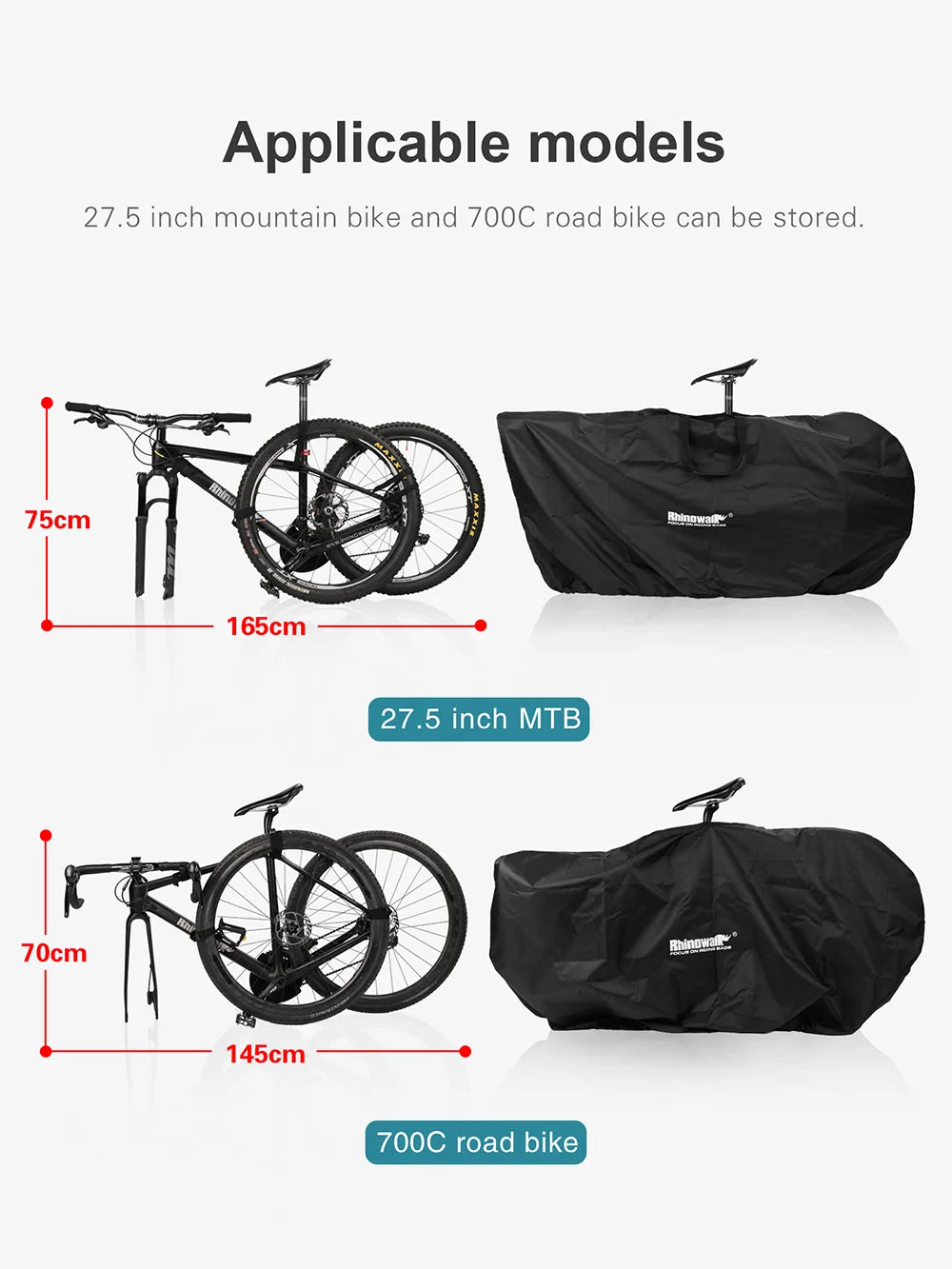Rhinowalk Road Bicycle Storage Bag Cover Portable Fits 27.5" And below MTB/700C Road Bike Light Bike Travel Carry Shoulder Bag