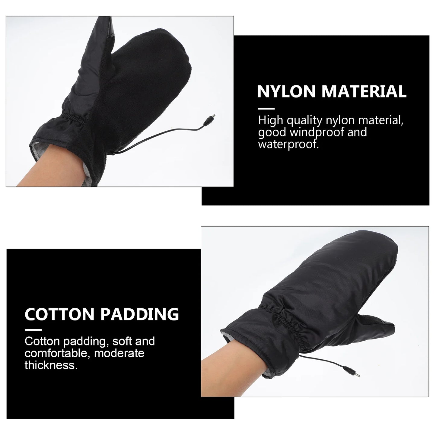 Outdoor Winter Heated Mittens Warm Electric Heated Cycling Skiing Gloves Thermal Motorcycle Glove Windproof Rechargeable USB