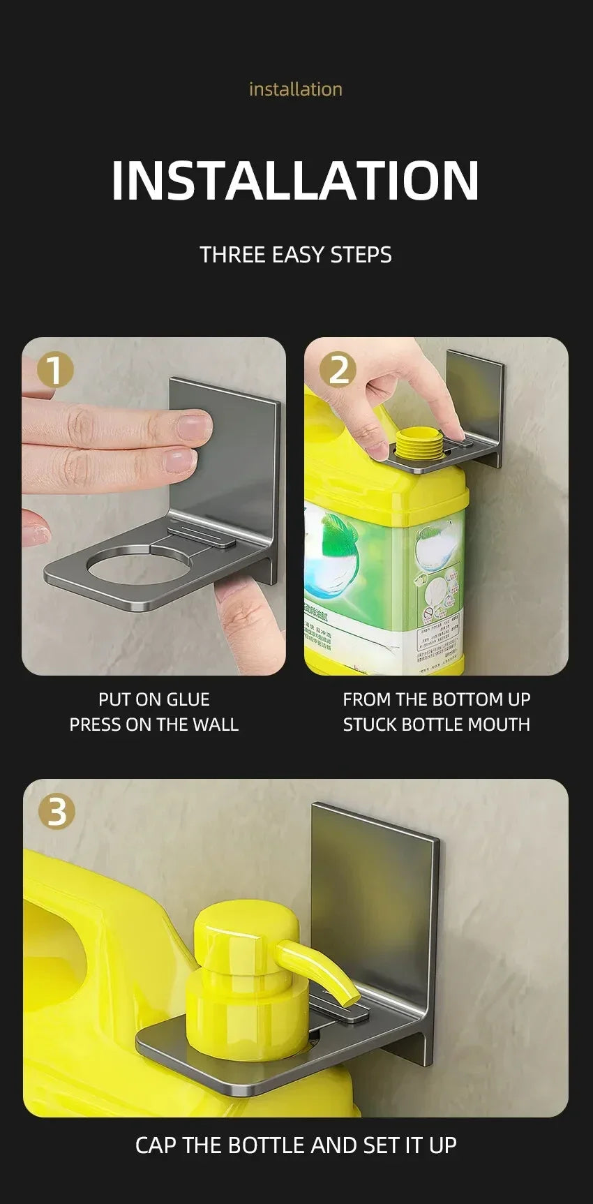 2025 Space Aluminum Shower Gel Bottle Rack Adjustable Shampoo Hanger Hook No Drill Wall Mounted Universal Soap Dispenser Holders