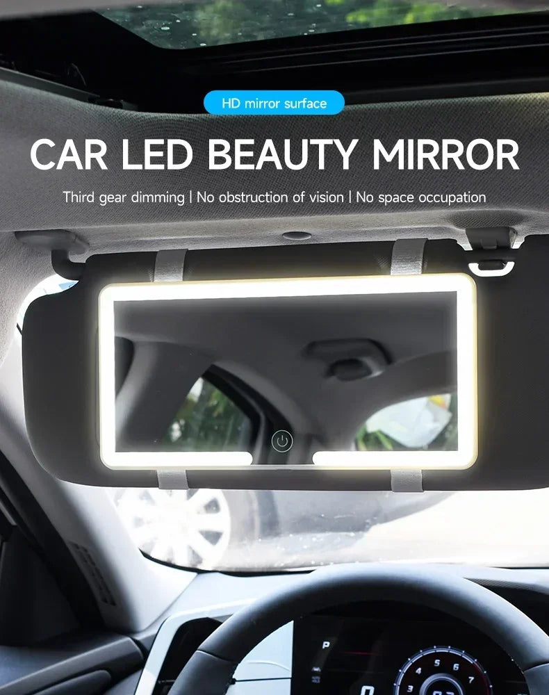 Car Sun Visor Vanity Mirror LED High-definition Vanity Mirror with 3 Light Modes Touch Screen Universal Car Vanity Mirror