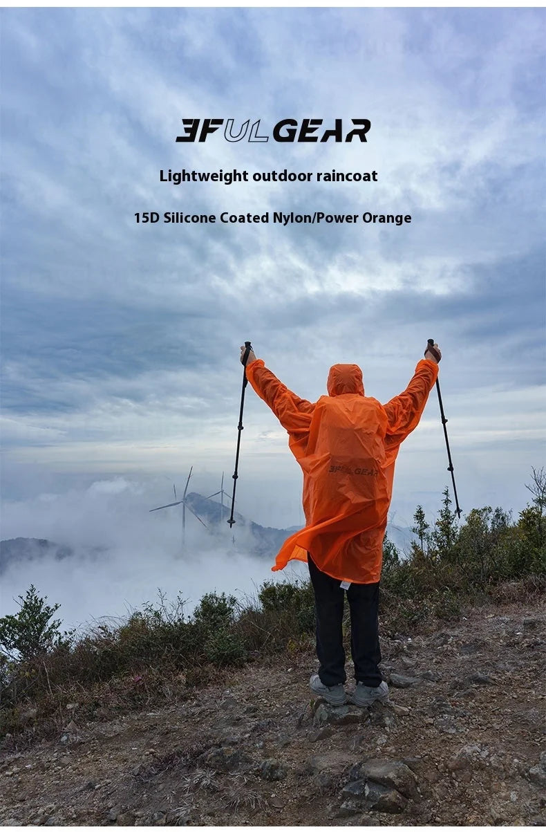 3F UL GEAR Sleeve Raincoat Lightweight Windproof and Waterproof PU5000mm 3D Silicon Coating Fabric About 180g Nylon Polyester