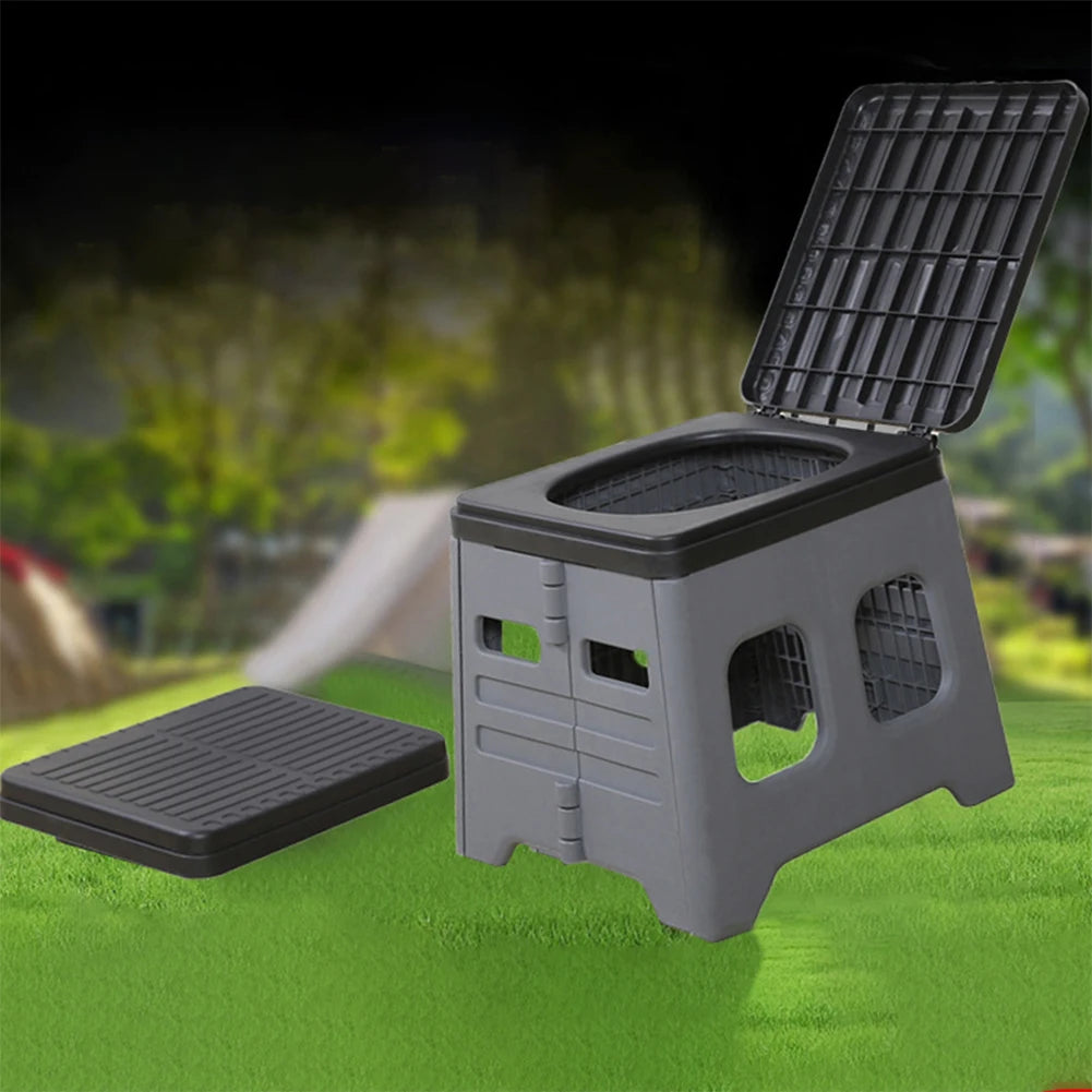 Portable Camping Toilet with Lid Foldable Outdoor Camp Toilet Multifunctional Folding Truck Toilet for Emergencies Car Outdoor
