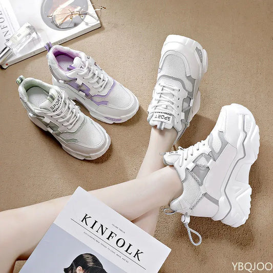 Small Size Spring Autumn Fashionable Thick Sole Height Increasing Women's Shoes Versatile Casual and Comfortable Dad Shoes