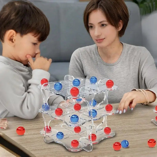 Fun Interactive Chess Board Game Set and 3D Tic-Tac-Toe, Learning & Strategy Development Toys