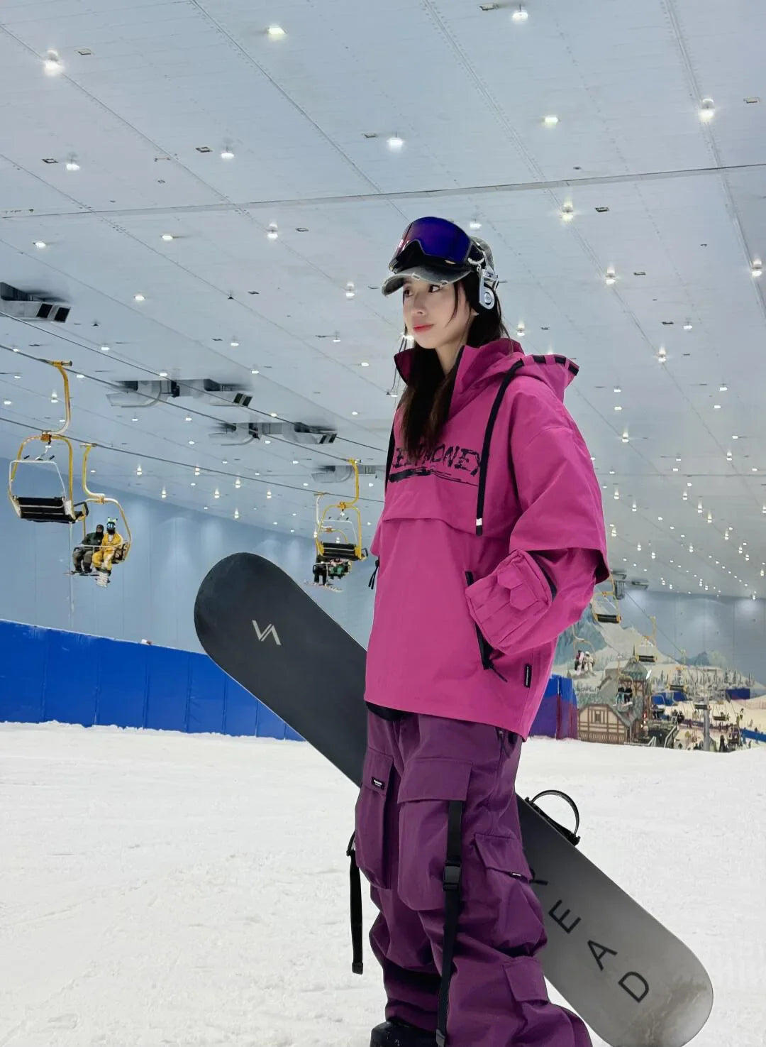 Warm Violet Ski Pants for Women and Men Thickened Skiing Trousers Waterproof American Heavy Industry Snowboarding Pants