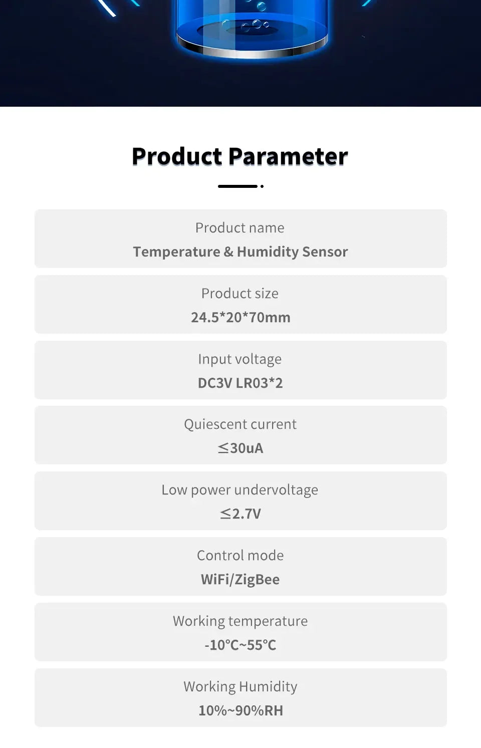Support Tuya Zigbee Temperature Humidity Sensor Smart Home Device Compatible with Google Home Alexa for Environmental Monitoring