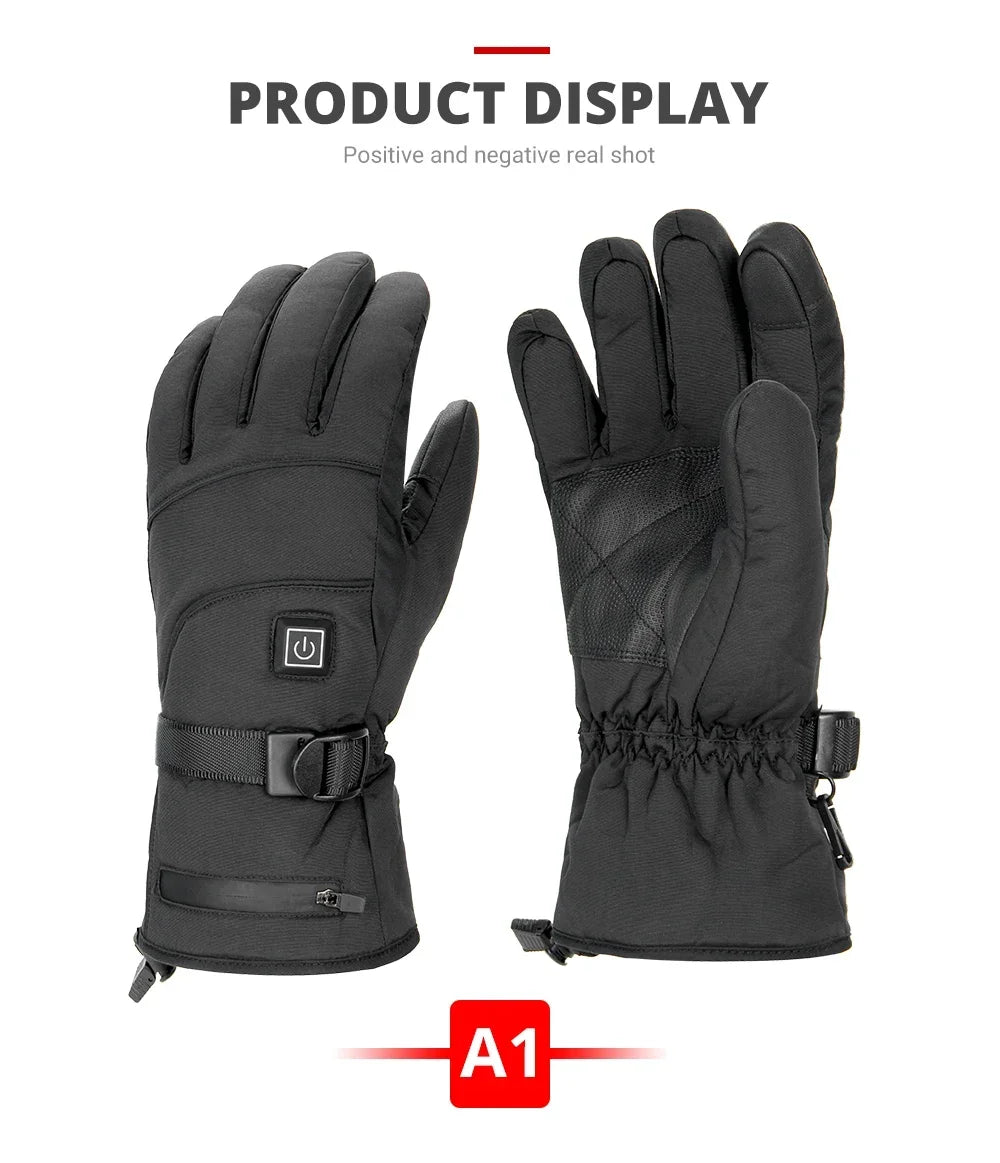 Electric Heated Gloves Thermal Heat Gloves Winter Warm Skiing Snowboarding Hunting Fishing Waterproof Heated Rechargeable Gloves