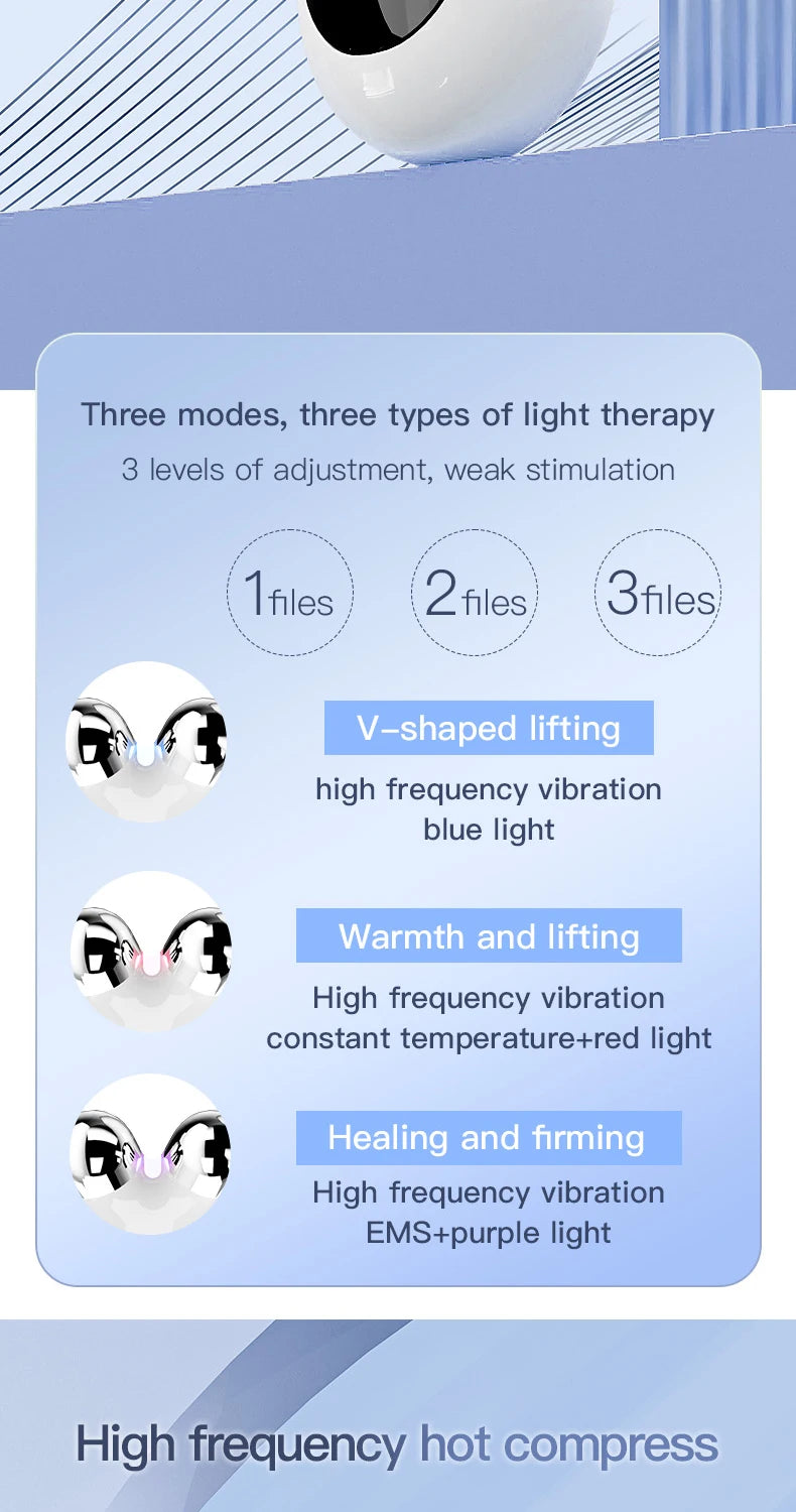 Portable Electric V-Face Lift Roller Massager EMS Microcurrent Sonic Vibration Facial Lifting Skin Tighten Massage Beauty Device