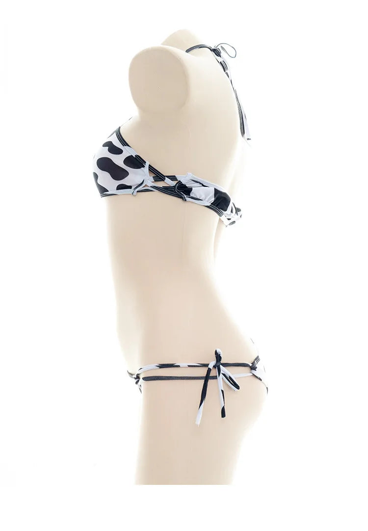 Cow Series Swimsuit Bodysuit Bikini Maid Unifrom Costume Summer Beach Kawaii Girl Swimwear Skirt Uniform Set Cosplay