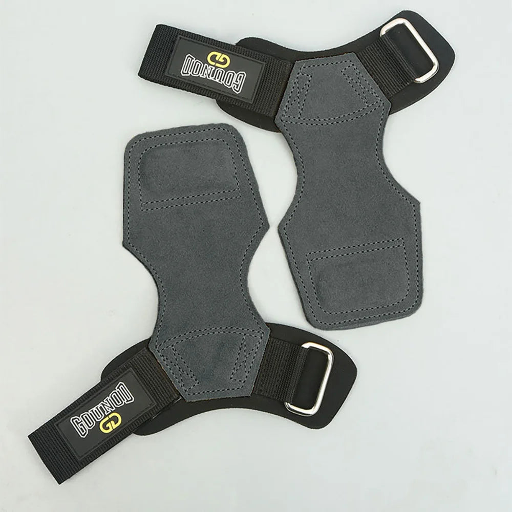 Wrist Straps for Weightlifting Double Layers Cow Leather Gloves Women Men Deadlift Maximum Grip Support Bench Press Pull-up F18