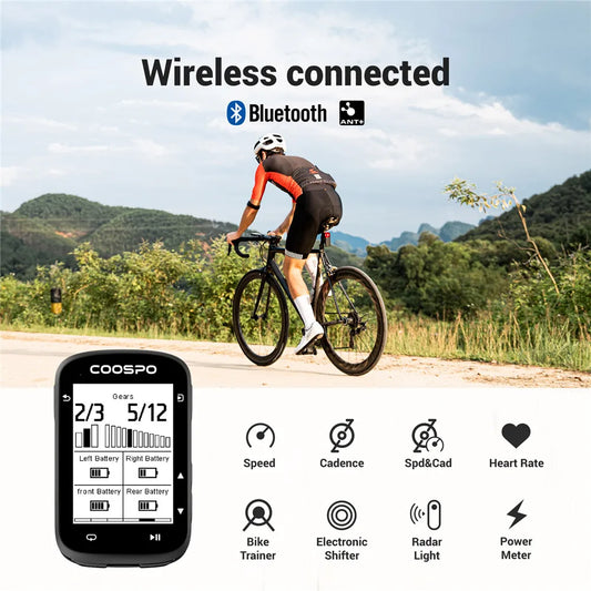 COOSPO CS500 Route Navigation Bike Computer GPS Cycling Odometer Wireless Bicycle Speedometer Cycle Stopwatch ANT+ Bluetooth5.0
