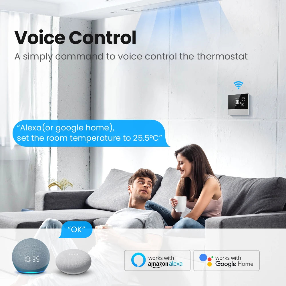 AVATTO Tuya WiFi Smart Central Air Conditioning Thermostat,Heating And Cooling Function 3 Speed Fan Coil For Alexa Google Home