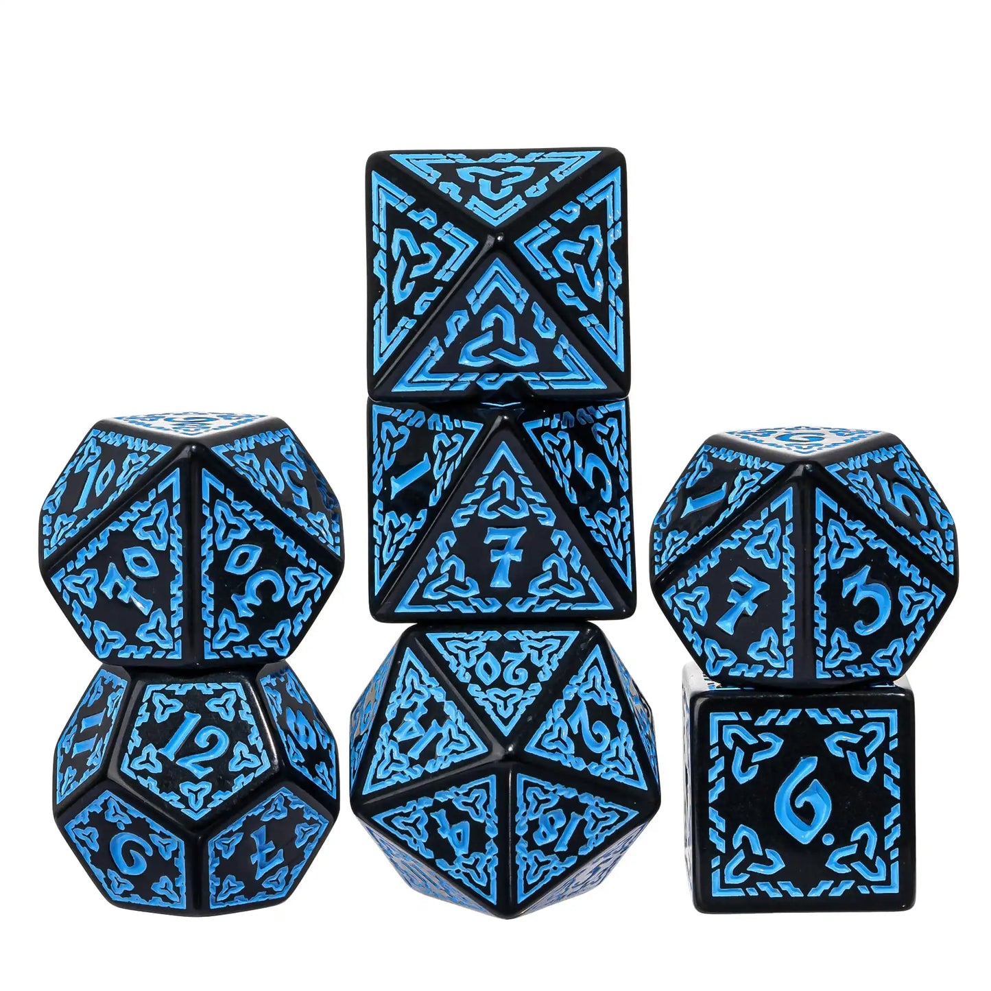 DND Celtic Knot Dice with Unique D4 7Pcs/Set New Pattern D4- D20 Polyhedral Dice for Role Playing Board Game D&D Tabletop Games