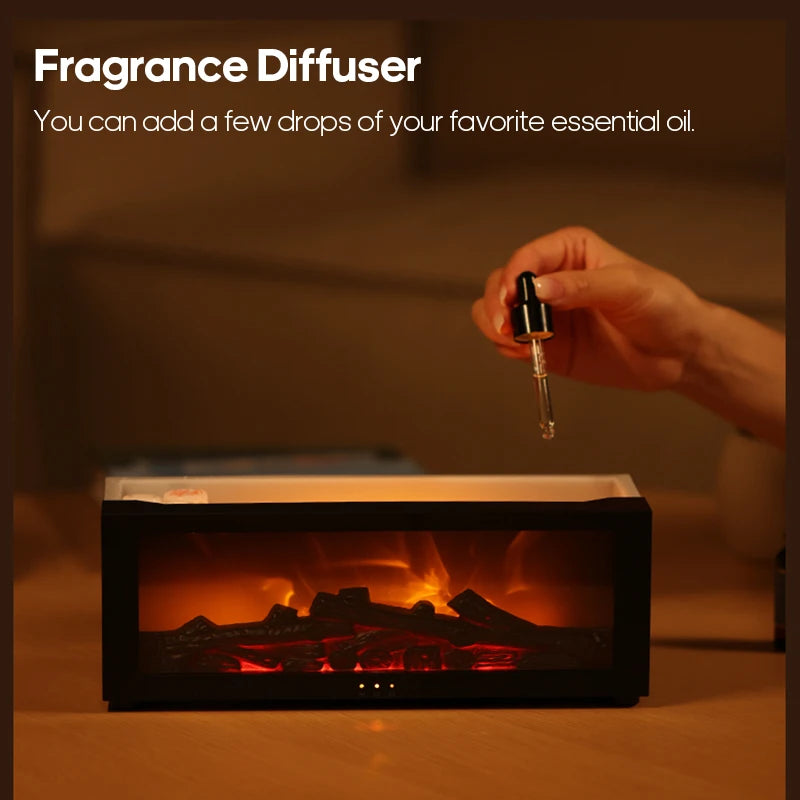 Creative Fireplace Aroma Diffuser Essential Oil Air Humidifier Difusor Remote Control Desktop Decoration for Home Holiday Gift