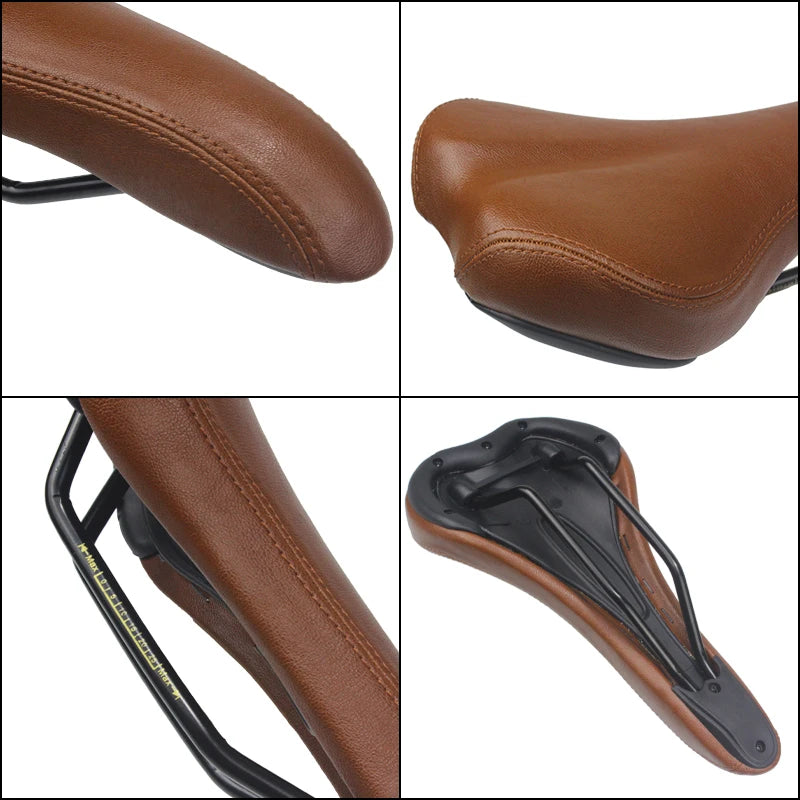 HEPPE MTB Road Bike Saddle Vintage Bike Seat Classical Cycling Saddle Retro Cushion Brown PU Leather Bike Saddle Bike Parts