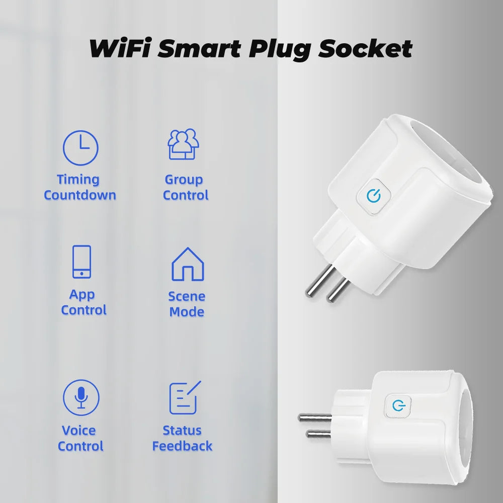 TUYA Smart Plug WiFi Socket EU 16A/20A With Power Monitor Timing Function Voice Control Works With Alexa Google Home