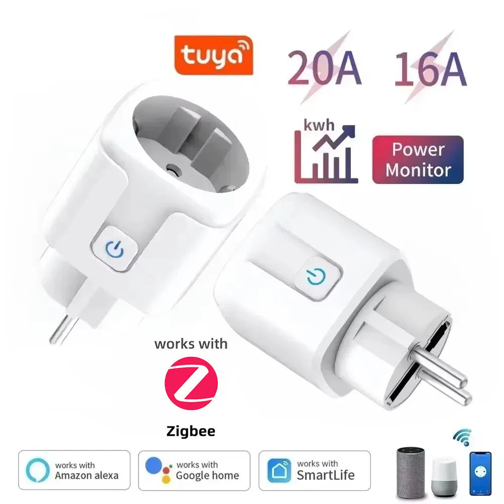 ZigBee 3.0 WiFi Smart Plug EU 16A/20A Power Monitor Socket Smart Life APP Remote Control Timer Voice Control Alexa Google Home