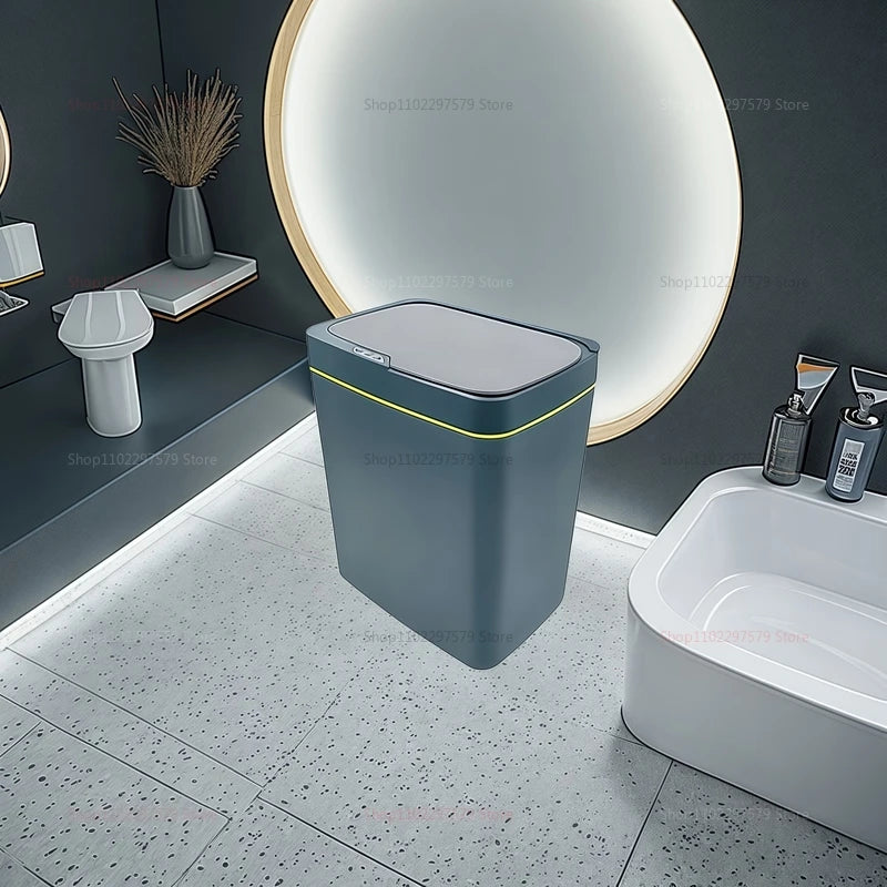 15L Non-Contact Smart Sensor Trash Can Automatic Bagging Electric Bathroom Kitchen Smart Waste Bin for Home Office White