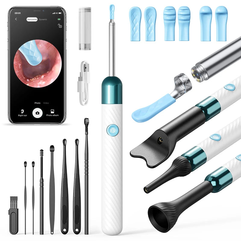 Wireless Ear Wax Removal With Camera Rechargeable Ear Cleaner 8 Megapixels Ear Check Camera with 6 Pcs Ear Spoon Set Canal Clean