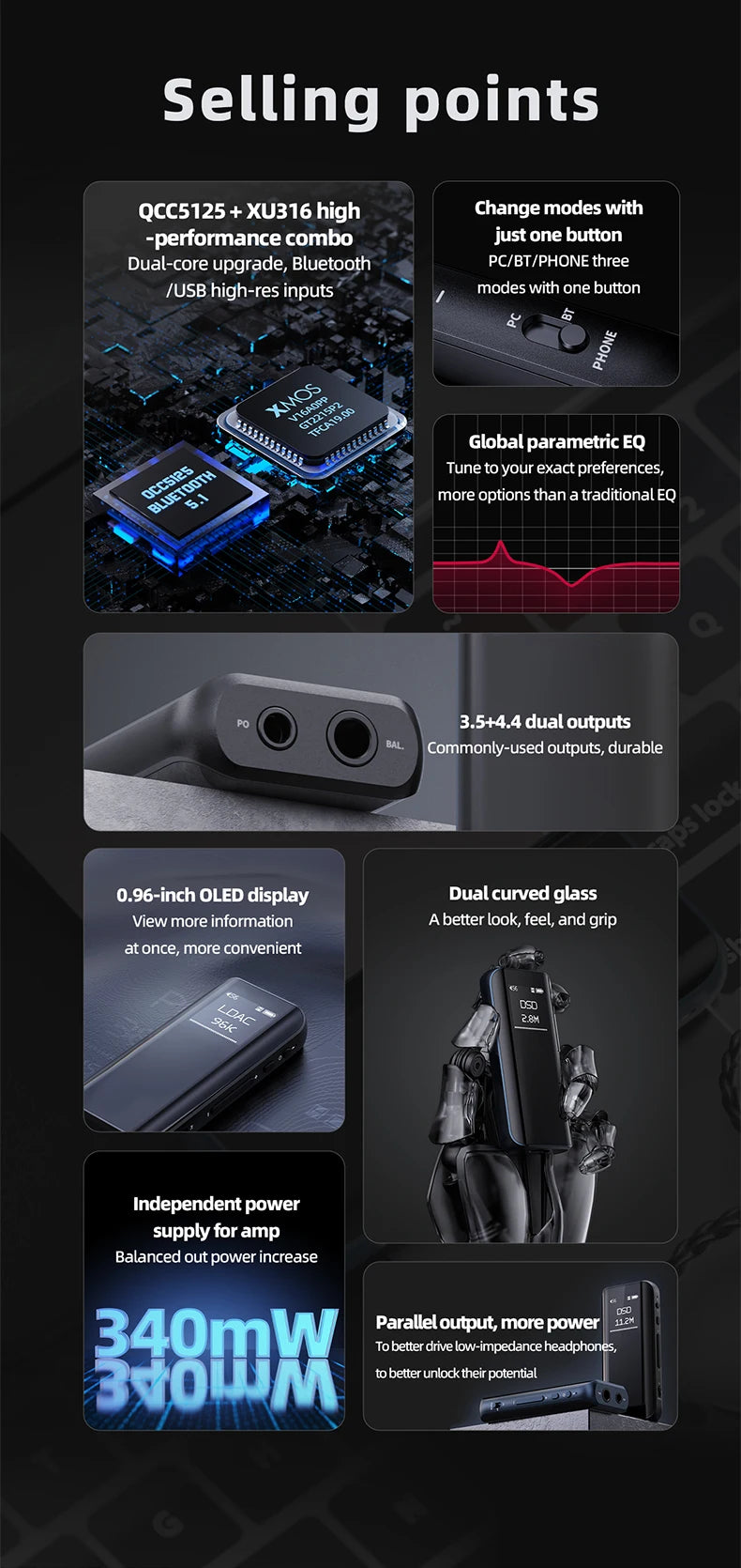 FiiO BTR15 Bluetooth 5.1 Headphone Amplifier DSD256 Receiver LDAC/aptX Adaptive with 3.5mm/4.4mm