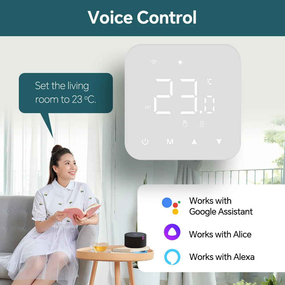 Beok Tuya Thermostat Heating Wifi Smart Battery or USB Powered Boiler Thermoregulator for Alexa,Google Home,Alice