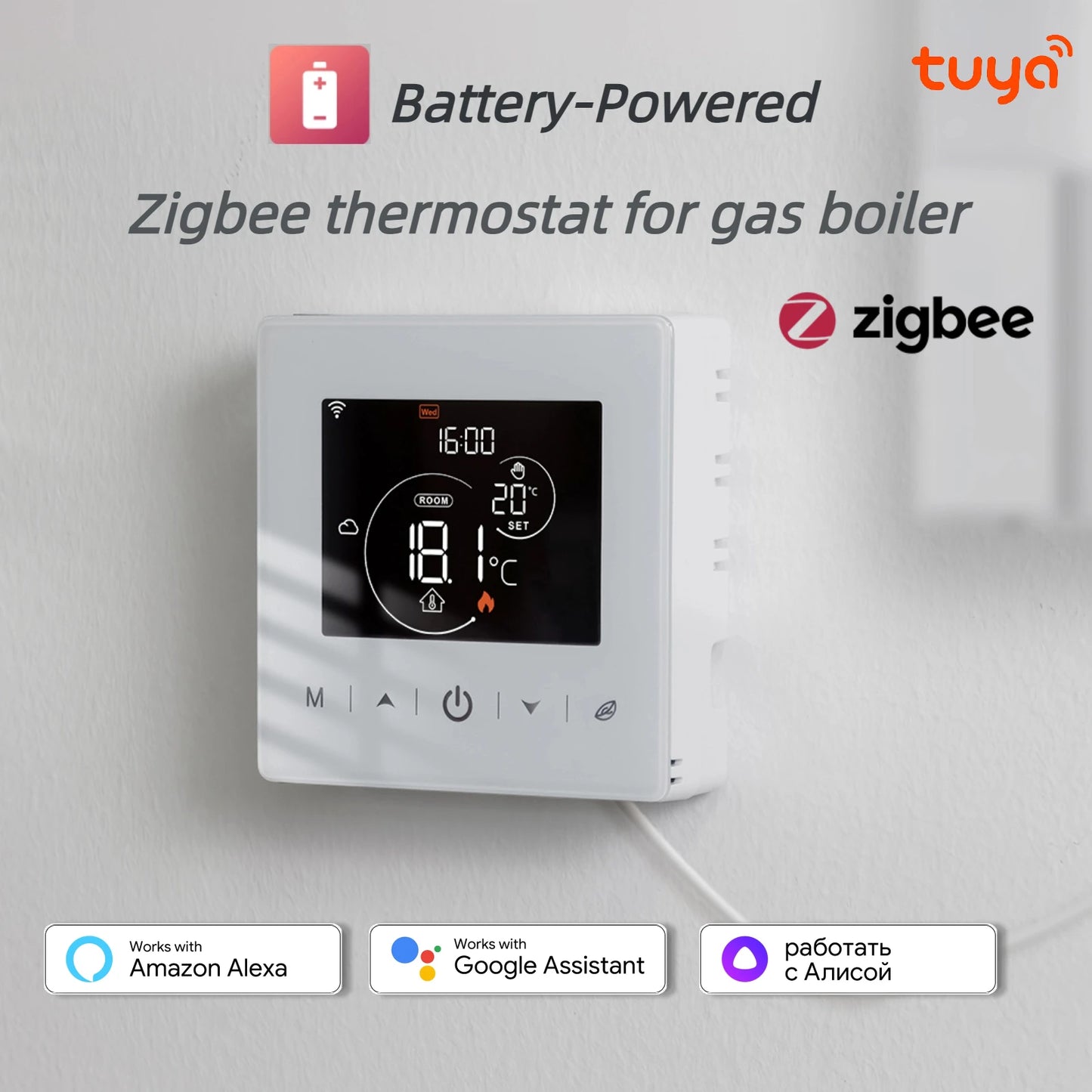 Beok Smart Home Tuya WIFI Thermostat Battery-powered Thermoregulator  for Gas Boiler Smart Life Work with Alexa Google Home