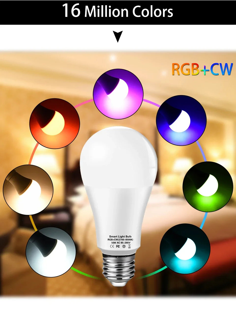 Tuya WiFi Smart Bulb RGB LED Light Bulbs 220V 110V 10W 15W 20W E27 LED Lamp Smart Life APP Alexa Google Home Alice Voice Control