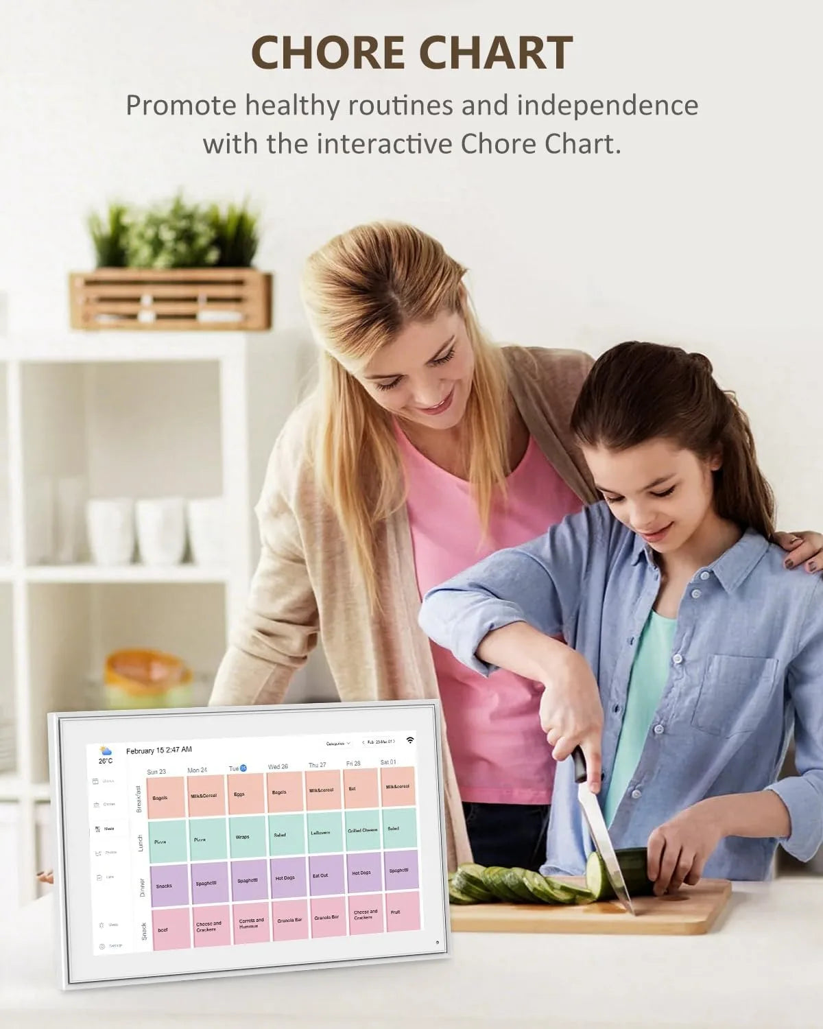 Hindetel 10 inch Digital frame Perpetual Calendar Chore Chart photo video play Smart Touchscreen Display for Family SchedulesInteractive KiosksGoWisse.com
