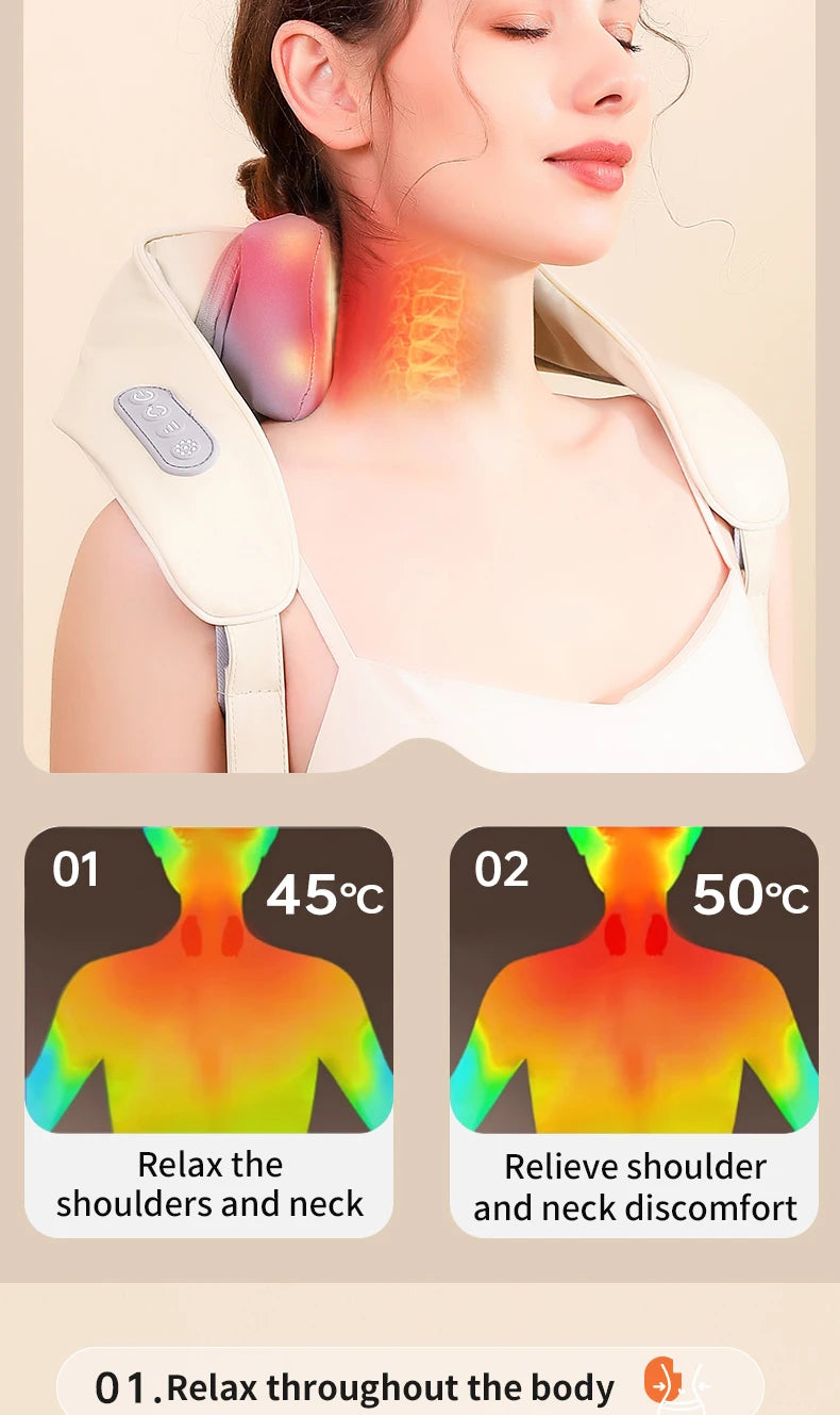 Wireless Electric Shoulder Massager Air Compress Kneading Multifunctional Neck Massager Shawl Massaging Muscle Relaxing