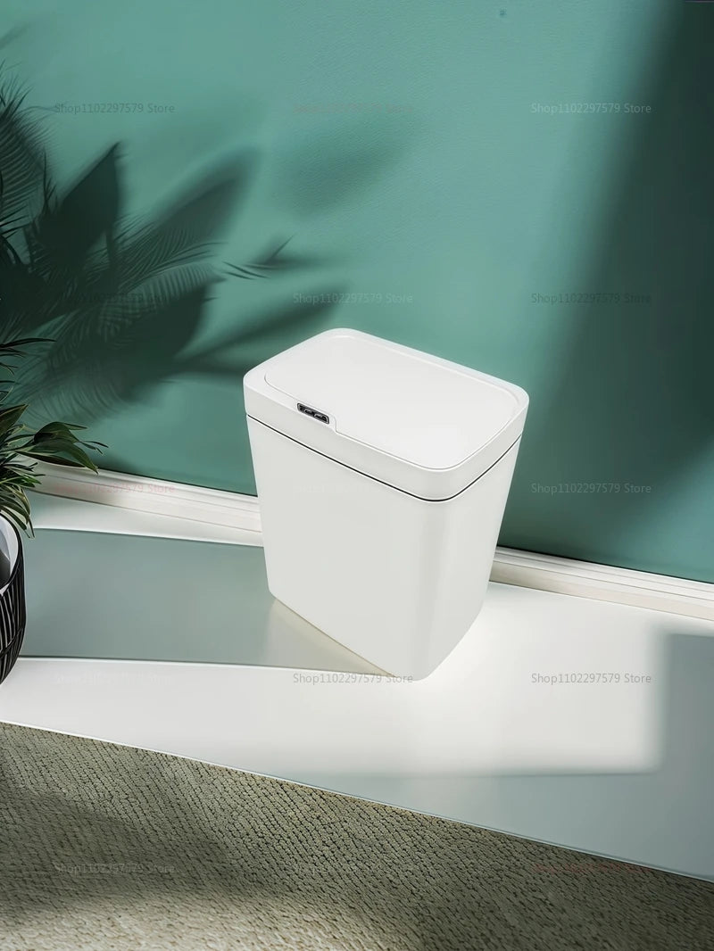15L Non-Contact Smart Sensor Trash Can Automatic Bagging Electric Bathroom Kitchen Smart Waste Bin for Home Office White